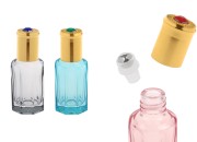 Roll-on staklena šestougaona bočica od 10 mL sa metalnom kuglicom i zlatnim zatvaračem sa dekorativnim kamenom-slika_proizvoda