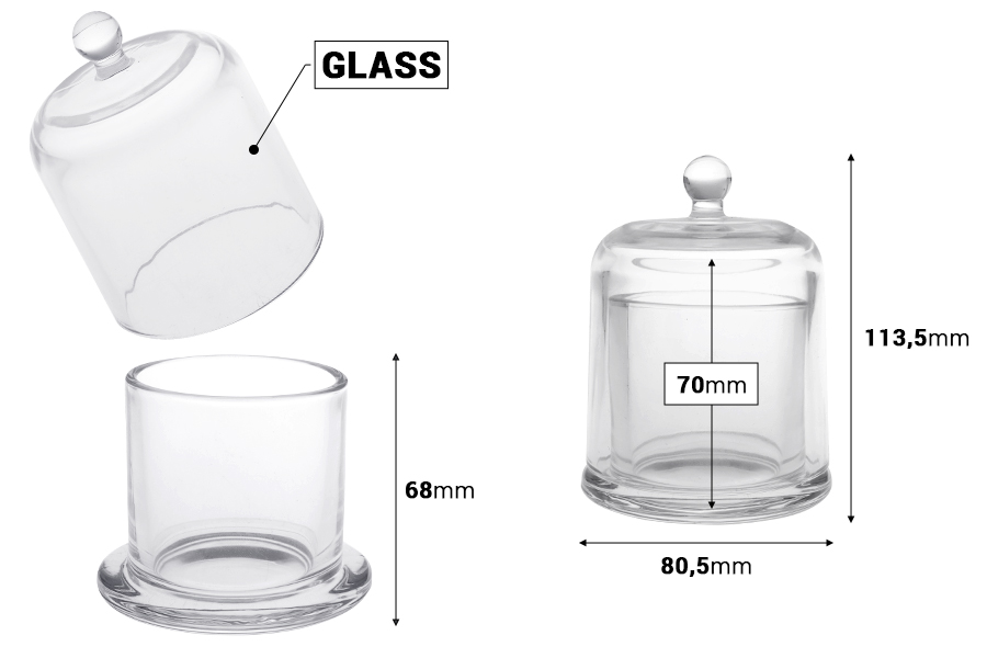 Dekorativna staklena fondanjera 120 mL sa zvono poklopcem-dimenzije_slike