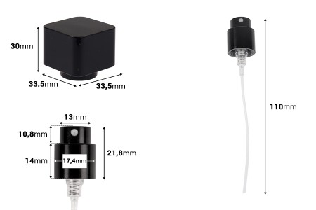Set - aluminijumski sprej i crni poklopac za Crimp bočice sa grlom 15 mm-dimenzije_slike