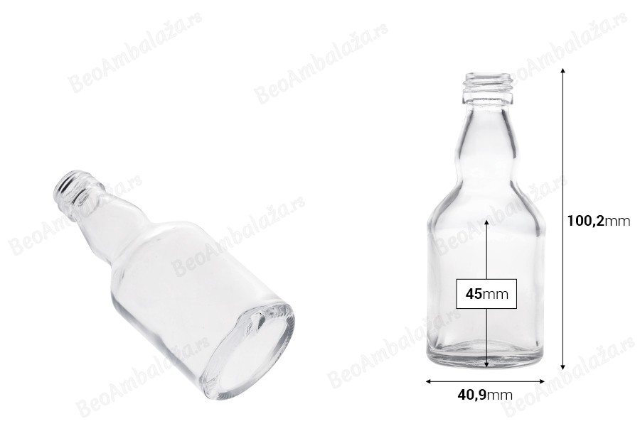 Staklena flašica 50 mL (PP 18) za piće ili ulje-dimenzije_slike