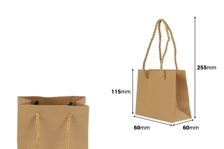 Papirna braon poklon kesa sa uvijenom ručkom 145x60x115mm - 12 kom-dimenzije_slike