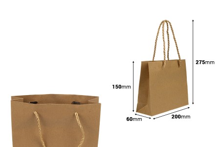 Papirna braon poklon kesa sa uvijenom ručkom 200x60x150mm - 12 kom-dimenzije_slike