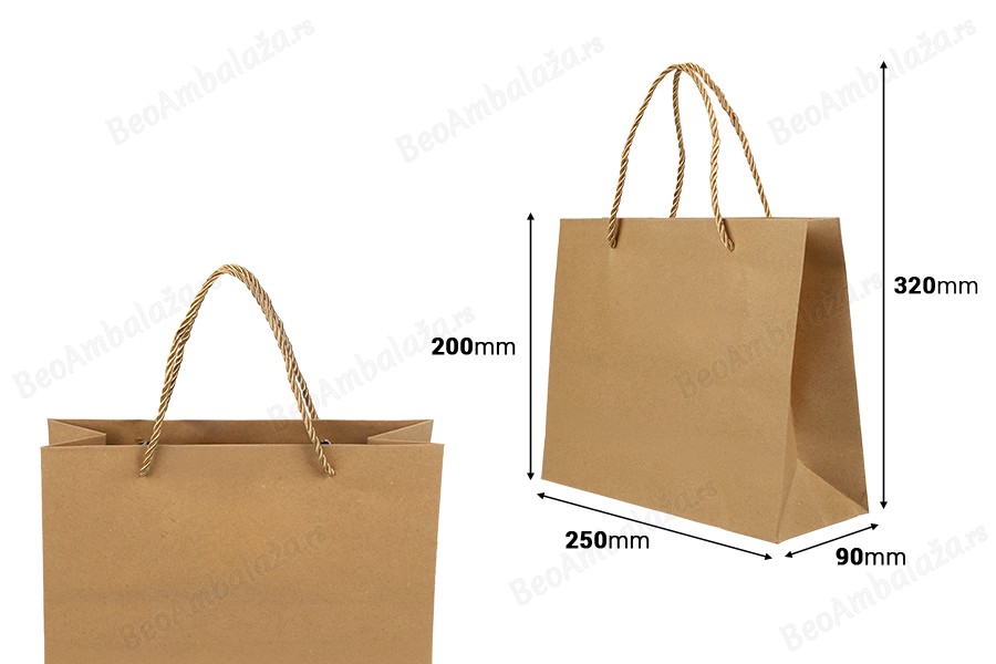 Papirna braon poklon kesa sa uvijenom ručkom 250x90x200mm - 12 kom-dimenzije_slike