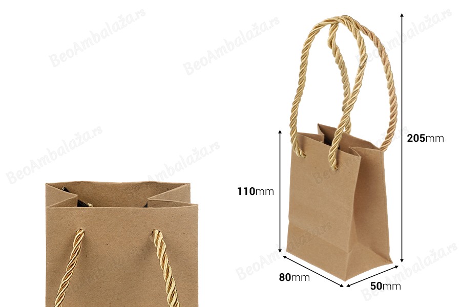 Papirna braon poklon kesa sa uvijenom ručkom 80x50x110mm - 12 kom-dimenzije_slike