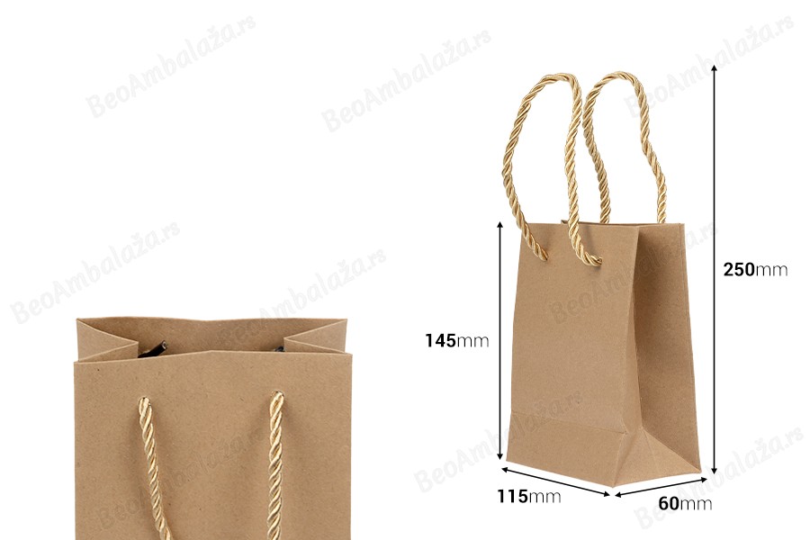 Papirna braon poklon kesa sa uvijenom ručkom 115x60x145mm - 12 kom-dimenzije_slike