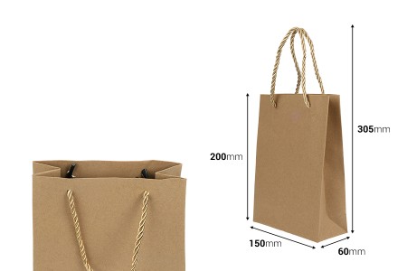 Papirna braon poklon kesa sa uvijenom ručkom 150x60x200mm - 12 kom-dimenzije_slike
