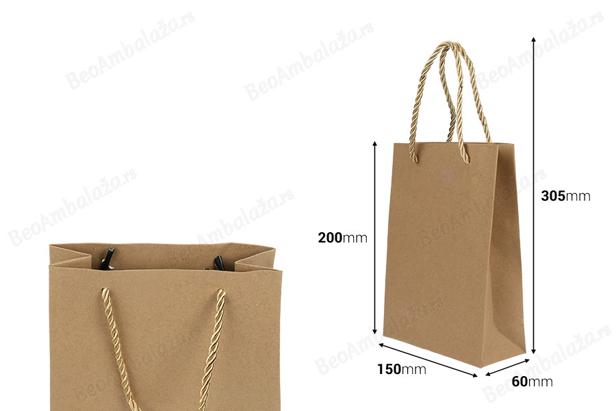 Papirna braon poklon kesa sa uvijenom ručkom 150x60x200mm - 12 kom-dimenzije_slike