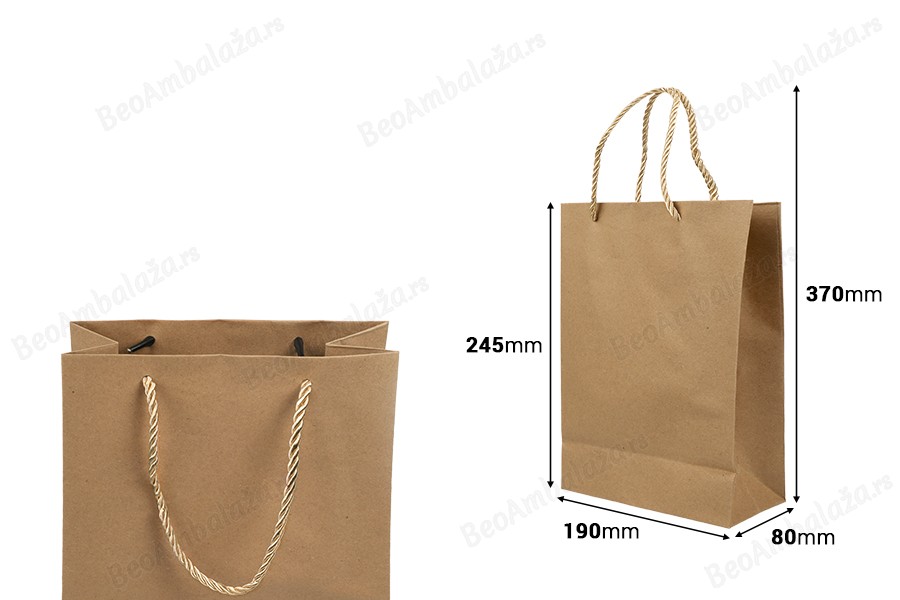 Papirna braon poklon kesa sa uvijenom ručkom 190x80x245mm - 12 kom-dimenzije_slike