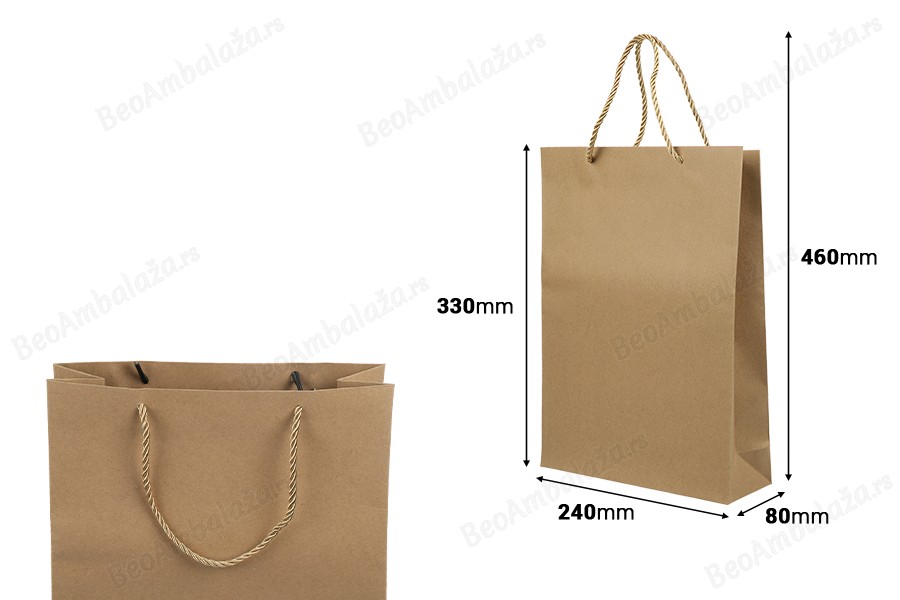 Papirna braon poklon kesa sa uvijenom ručkom 240x80x330mm - 12 kom-dimenzije_slike
