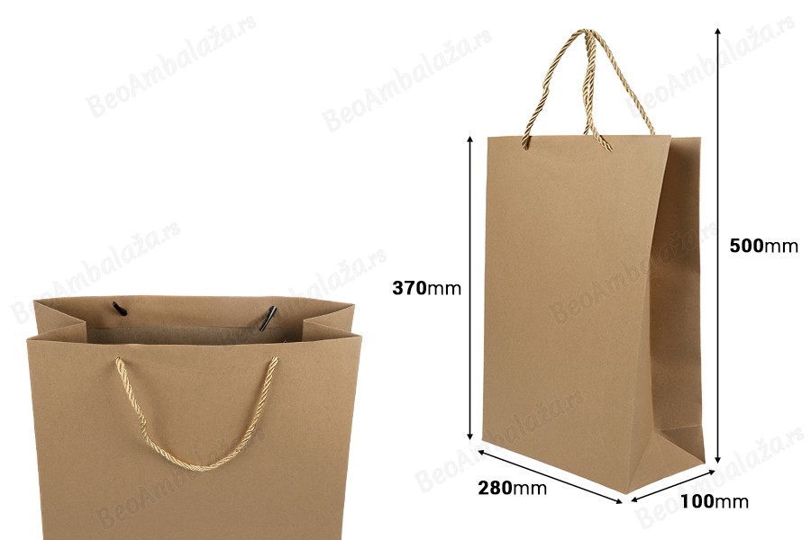 Papirna braon poklon kesa sa uvijenom ručkom 280x100x370mm - 12 kom-dimenzije_slike