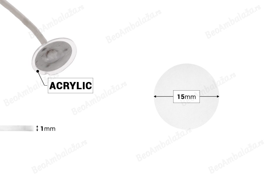 Dvostruko lepljive nalepnice za fitilje za sveće 15mm (akrilni materijal) - 56 kom-dimenzije_slike