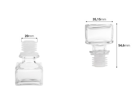 Stakleni četvrtasti čep PP 19,5-dimenzije_slike