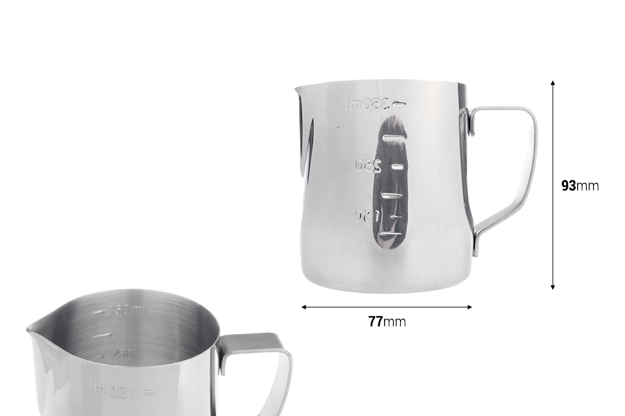 Posuda od nerđajućeg čelika (Inox) sa menzurom i drškom 350mL-dimenzije_slike