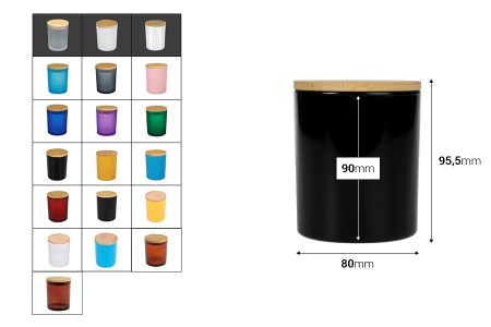 Staklena tegla 300 mL sa bambus sigurnosnim poklopcem i gumom -dimenzije_slike