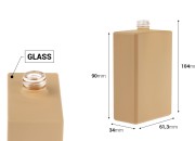 Staklena bočica za parfem 100 mL (15/400) pravougaonog oblika i gumirane bež boje-dimenzije_slike