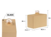 Staklena bočica za parfem 30 mL (15/400) pravougaonog oblika i gumirane bež boje-dimenzije_slike