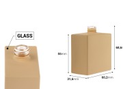 Staklena bočica za parfem 50 mL (15/400) pravougaonog oblika i gumirane bež boje-dimenzije_slike