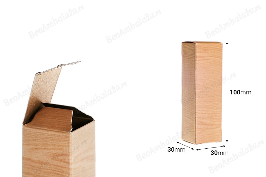 Kartonska kutija 30x30x100mm, u dezenu drveta - 50 kom-dimenzije_slike
