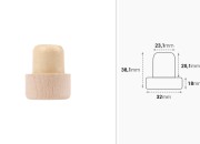 Sintetički silikonski čep PP23 sa protokom i drvenom odvojivom glavom 32x18-dimenzije_slike