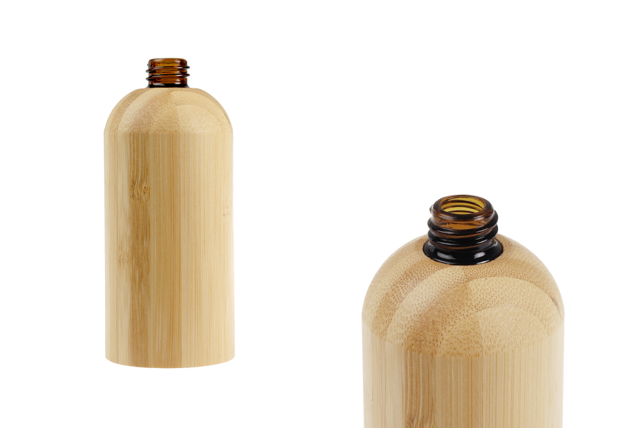 Staklena bočica za etarska ulja 100 mL sa PP18 grlom i presvlakom od bambusa-slika_proizvoda