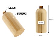 Staklena bočica za etarska ulja 100 mL sa PP18 grlom i presvlakom od bambusa-dimenzije_slike