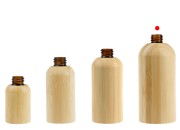 Staklena bočica za etarska ulja 100 mL sa PP18 grlom i presvlakom od bambusa-grupa_slika