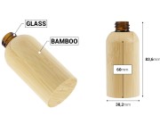 Staklena bočica za etarska ulja 30 mL sa PP18 grlom i presvlakom od bambusa-dimenzije_slike