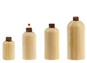 Staklena bočica za etarska ulja 30 mL sa PP18 grlom i presvlakom od bambusa-grupa_slika