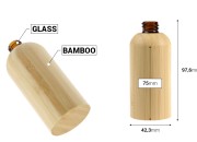 Staklena bočica za etarska ulja 50 mL sa PP18 grlom i presvlakom od bambusa-dimenzije_slike