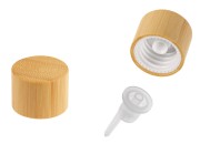 Plastični zatvarač sa presvlakom od bambusa i unutrašnjom kapaljkom za bočice sa PP18 grlom-slika_proizvoda