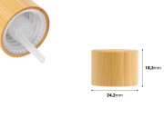 Plastični zatvarač sa presvlakom od bambusa i unutrašnjom kapaljkom za bočice sa PP18 grlom-dimenzije_slike
