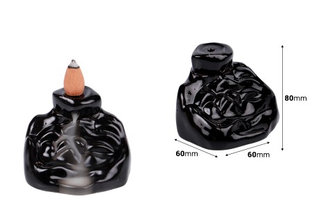 Keramički gorionik 80x60x60 mm za mirisne konuse sa povratnim tokom (backflow)-dimenzije_slike