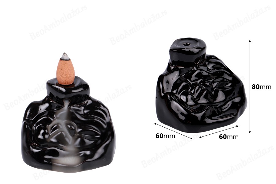 Keramički gorionik 80x60x60 mm za mirisne konuse sa povratnim tokom (backflow)-dimenzije_slike