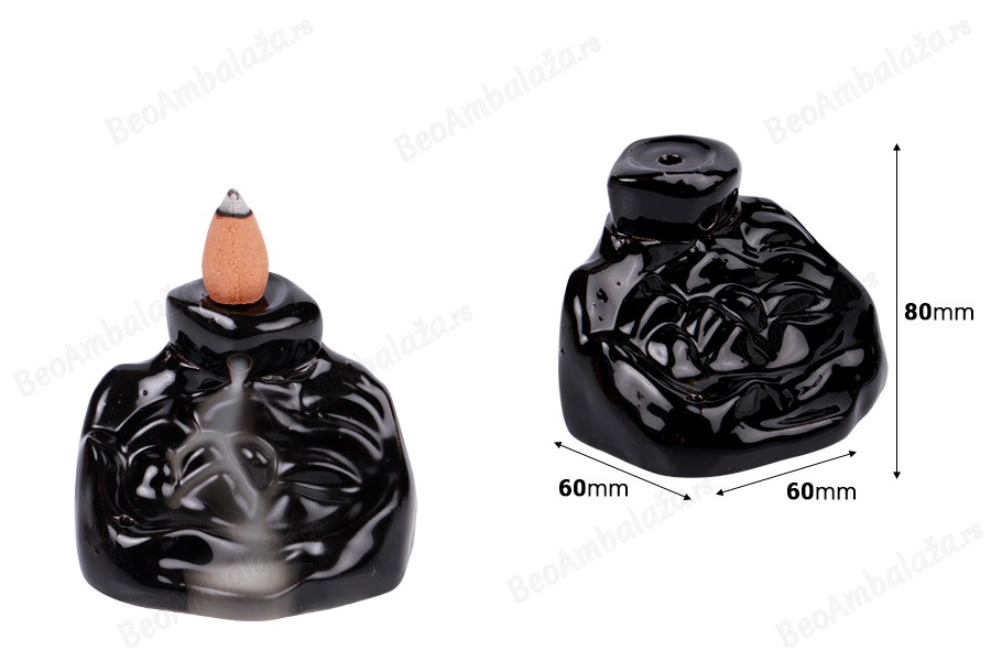 Keramički gorionik 80x60x60 mm za mirisne konuse sa povratnim tokom (backflow)-dimenzije_slike