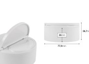 Plastična PP teglica od 50mL u beloj boji sa zatvaračem i spatulom-dimenzije_slike