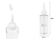 Plastična (PET) providna bočica od 100 ml sa uskim vrhom i belim zatvaračem na navoj-dimenzije_slike