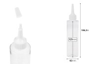 Plastična (PET) providna bočica od 150 ml sa uskim vrhom i belim zatvaračem na navoj-dimenzije_slike