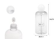 Plastična (PET) providna flašica 250 mL sa belim okruglim zatvaračem i čepom-dimenzije_slike