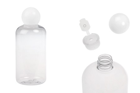 Plastična (PET) providna flašica 500 mL sa belim okruglim zatvaračem i čepom-slika_proizvoda