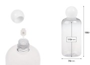 Plastična (PET) providna flašica 500 mL sa belim okruglim zatvaračem i čepom-dimenzije_slike