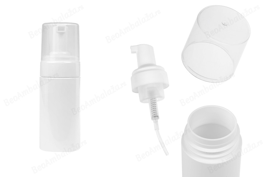Plastična (PET) bela bočica od 100 mL sa belom pumpicom za penu i poklopcem-slika_proizvoda
