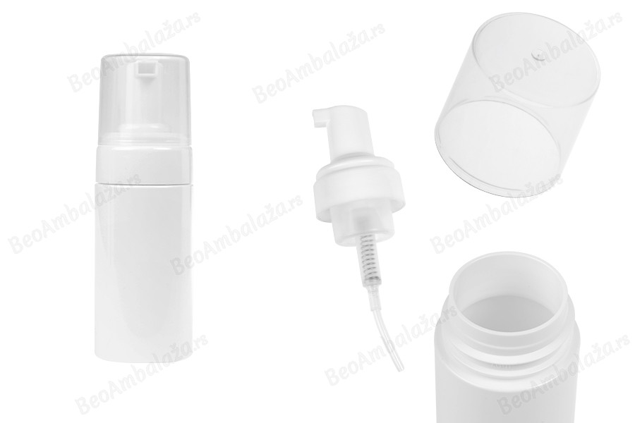 Plastična (PET) bela bočica od 100 mL sa belom pumpicom za penu i poklopcem-slika_proizvoda