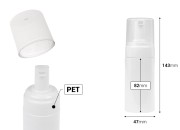 Plastična (PET) bela bočica od 100 mL sa belom pumpicom za penu i poklopcem-dimenzije_slike