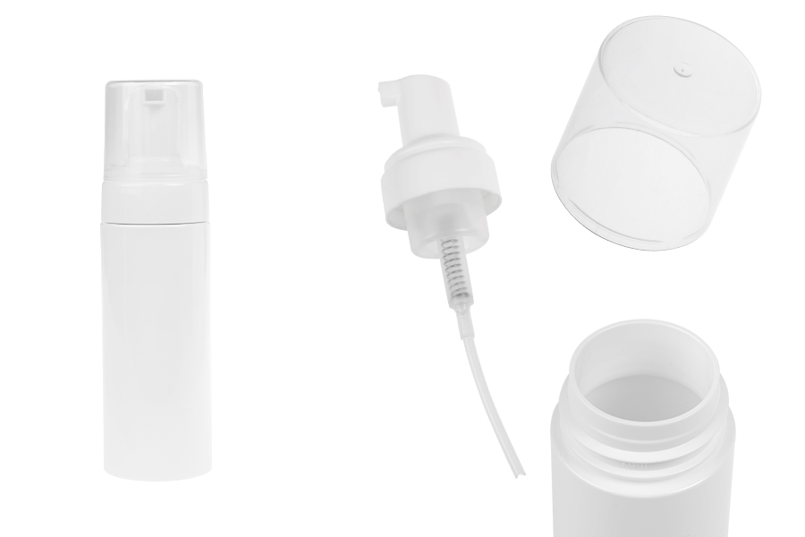Plastična (PET) bela bočica od 150 mL sa belom pumpicom za penu i poklopcem-slika_proizvoda