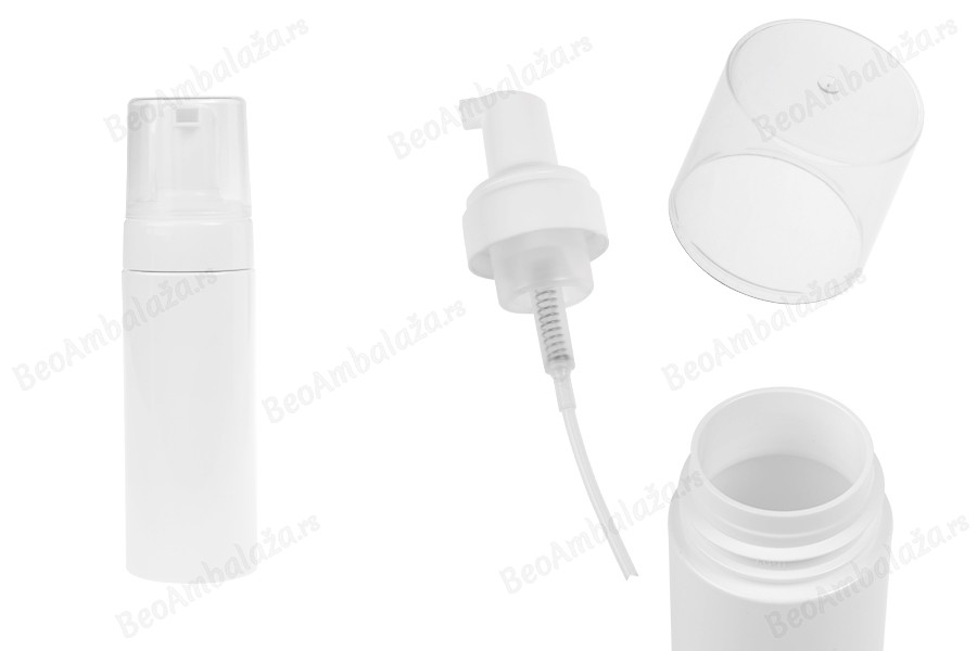 Plastična (PET) bela bočica od 150 mL sa belom pumpicom za penu i poklopcem-slika_proizvoda