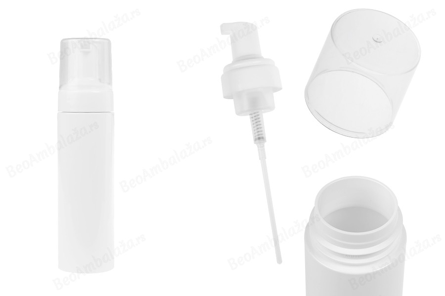 Plastična (PET) bela bočica od 200 mL sa belom pumpicom za penu i poklopcem-slika_proizvoda