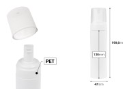 Plastična (PET) bela bočica od 200 mL sa belom pumpicom za penu i poklopcem-dimenzije_slike