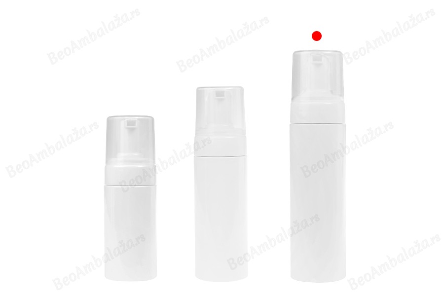 Plastična (PET) bela bočica od 200 mL sa belom pumpicom za penu i poklopcem-grupa_slika