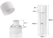 Dopunjiva bočica od 100 mL sa pumpicom za kreme i staklenim peskiranim spoljnim kućištem-dimenzije_slike