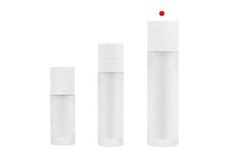 Dopunjiva bočica od 100 mL sa pumpicom za kreme i staklenim peskiranim spoljnim kućištem-grupa_slika